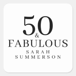 モダン・フィフティ・アンド・ファビュラス・ボールド 50歳の誕生日パーティー スクエアシール