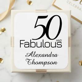モダン・フィフティ・アンド・ファビュラス・ボールド 50歳の誕生日パーティー スクエアシール