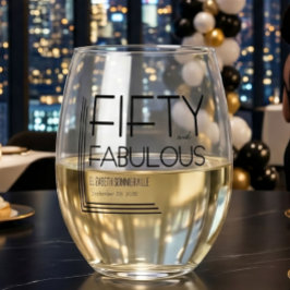 モダン・フィフティ・アンド・ファビュラス・ボールド 50歳の誕生日パーティー ステムなしワイングラス