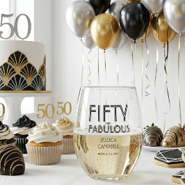 モダン・フィフティ・アンド・ファビュラス・ボールド 50歳の誕生日パーティー ステムなしワイングラス