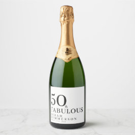 モダン・フィフティ・アンド・ファビュラス・ボールド 50歳の誕生日パーティー スパークリングワインラベル