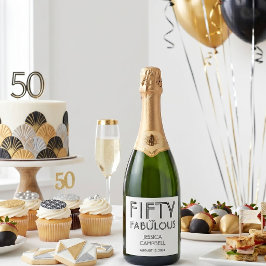 モダン・フィフティ・アンド・ファビュラス・ボールド 50歳の誕生日パーティー スパークリングワインラベル