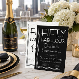 モダン・フィフティ・アンド・ファビュラス・ボールド 50歳の誕生日パーティー 招待状