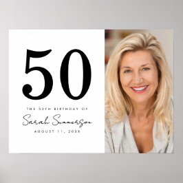 モダン・フィフティ・ブラックホワイト写真 50歳の誕生日 ポスター