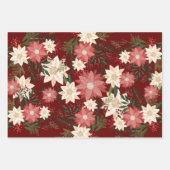 モダン&フェスティバルボタニカルポインセチア ラッピングペーパーシート (正面3)