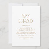 モダン フェテ ゴールド 卒業おめでとう フォト 卒業パーティー 招待状 (正面)