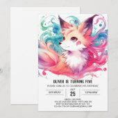 モダン フォックス バースデー 招待状 (正面/裏面)