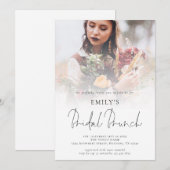 モダン フォトオーバーレイスクリプト ブライダル ブランunch 招待状 (正面/裏面)