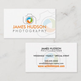 モダン フォトグラファー カメラとカラフルなシャッター 名刺