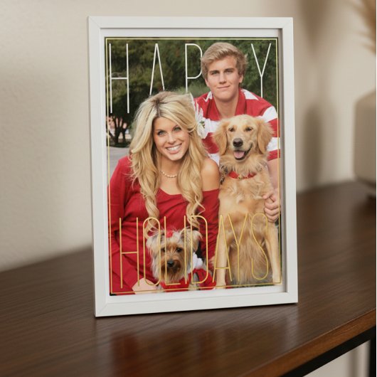 モダン フォトポップ ハッピー ホリデー ホイル カード