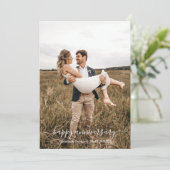 モダン フォト アニバーサリー カード – ミニマル スクリプト (スタンド正面)