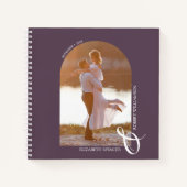 モダン フォト アーチ パープル ウェディング ゲストブック ノートブック (正面)