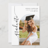 モダン フォト アーチ 縦スクリプト 卒業 招待状 (正面)