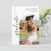 モダン フォト アーチ 縦スクリプト 卒業 招待状 (スタンド正面)