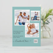 モダン フォト ウェディング インビテ QRコード RSVP ティール 招待状 (スタンド正面)