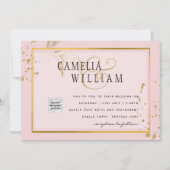 モダン フォト ウェディング インビテ QRコード RSVP ブラッシュピンク (正面)