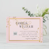 モダン フォト ウェディング インビテ QRコード RSVP ブラッシュピンク (スタンド正面)