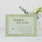 モダン フォト ウェディング インビテ QRコード RSVP 緑 (スタンド正面)