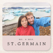 モダン フォト ウェディング オーダーメイド ギフト スクエアペーパーコースター (正面)