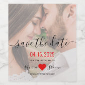 モダン フォト ウェディング セーブ ザ デート ワイン ラベル (シングルラベル)