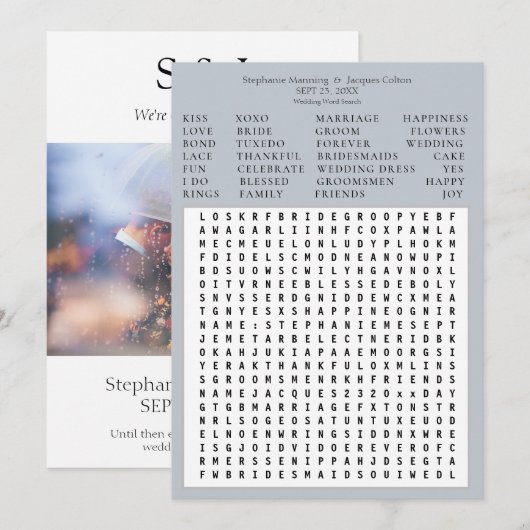モダン フォト ウェディング ワード サーチ セーブ ザ デート - La 招待状 (正面/裏面)