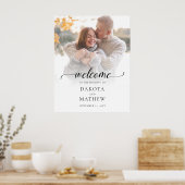 モダン フォト ウェディング 手書きウェルカム ポスター (キッチン)