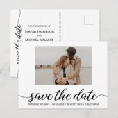 モダン フォト エンゲージメント セーブ ザ デート スクリプト ポストカード (正面/裏面)