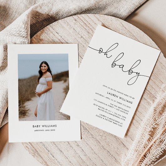 モダン フォト オー ベイビー ベイビー シャワー 招待状