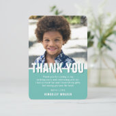 モダン フォト キッズ バースデー サンクス | ティール サンキューカード (スタンド正面)
