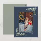 モダン フォト クリスマス ゴールド ジオメトリック グリーン (正面/裏面)