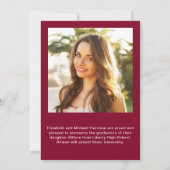 モダン フォト コラージュ ワインレッド 卒業 案内状 (裏面)