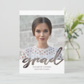 モダン フォト コラージュ 卒業 銀色 スクリプト 卒業 招待状 (スタンド正面)