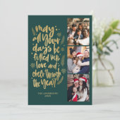 モダン フォト コラージュ 新年のスクリプト シーズンカード (スタンド正面)