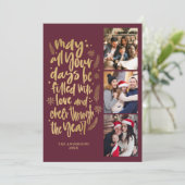 モダン フォト コラージュ 新年のスクリプト シーズンカード (スタンド正面)