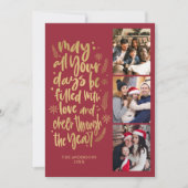 モダン フォト コラージュ 新年 スクリプト シーズンカード (正面)