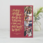 モダン フォト コラージュ 新年 スクリプト シーズンカード (スタンド正面)