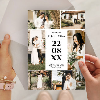 モダン フォト コラージュ Save the Date ウェディング 招待状