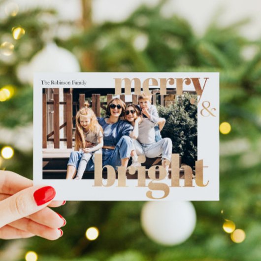 モダン フォト ゴールデン メリー アンド ブライト クリスマス