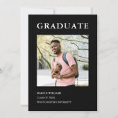 モダン フォト スクリプト ブラック 卒業式 招待状 (正面)