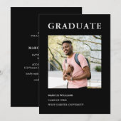 モダン フォト スクリプト ブラック 卒業式 招待状 (正面/裏面)