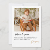 モダン フォト スクリプト 誕生日 サンキューカード (正面)