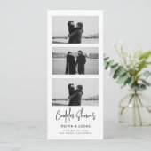モダン フォト ストリップ カップル シャワー ブライダル 招待状 (スタンド正面)