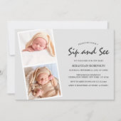 モダン フォト ストリップ コラージュ | シップ＆シー | ニューベイビー 招待状 (正面)