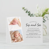 モダン フォト ストリップ コラージュ | シップ＆シー | ニューベイビー 招待状 (スタンド正面)
