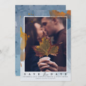 モダン フォト ダスティーブルー セーブ・ザ・デート ウェディング (正面/裏面)