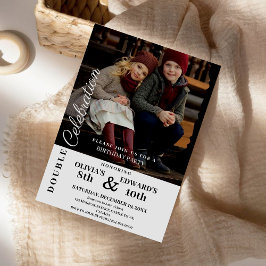 モダン フォト ダブル セレブレーション 誕生日 招待状