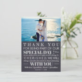 モダン フォト チョークボード ウェディング サンクス カード (スタンド正面)