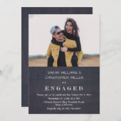 モダン フォト チョークボード 婚約パーティー 招待状 (正面/裏面)