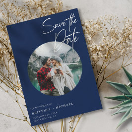 モダン フォト ネイビー ブルー セーブザデート