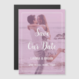 モダン フォト ピンク フィルター ウェディング セーブ ザ デート マグネット招待状